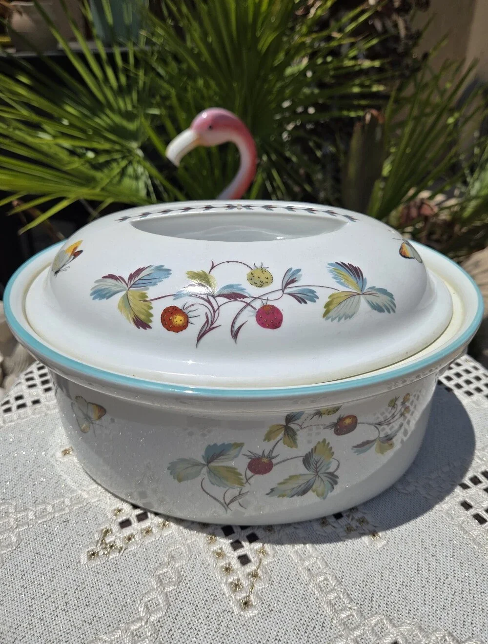 Vintage Royal Worchester Oval Covered Casserole - Strawberry Fair